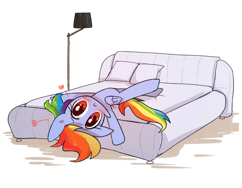 Size: 1800x1400 | Tagged: artist:joycall6, bed, blushing, derpibooru import, heart, rainbow dash, safe, solo