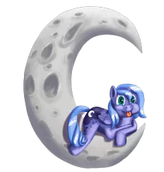 Size: 5000x5225 | Tagged: safe, artist:stormcrow-42, derpibooru import, princess luna, absurd resolution, moon, prone, s1 luna, simple background, solo, tangible heavenly object, tongue out, transparent background