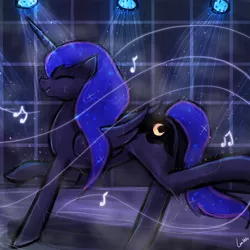 Size: 750x750 | Tagged: 30 minute art challenge, anatomically incorrect, artist:lumineko, cute, derpibooru import, eyes closed, incorrect leg anatomy, lunabetes, moonbutt, music notes, open mouth, princess luna, raised hoof, raised leg, safe, shower, singing, smiling, solo, wet, wet mane