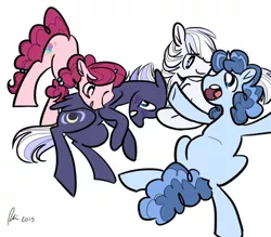 Size: 500x438 | Tagged: safe, artist:rwl, derpibooru import, double diamond, night glider, party favor, sugar belle, earth pony, pegasus, pony, unicorn, bisexual, blushing, clothes, equal four, equal foursome, female, gay, group hug, happy, hug, lesbian, male, mare, nightdiamond, one eye closed, partydiamond, polyamory, scarf, shipping, simple background, skis, smiling, stallion, straight, sugarglider, white background