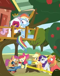 Size: 780x990 | Tagged: safe, artist:dm29, derpibooru import, apple bloom, applejack, big macintosh, rainbow dash, rarity, scootaloo, sweetie belle, earth pony, pony, backwards cutie mark, blueprint, clubhouse, context is for the weak, crusaders clubhouse, cutie mark crusaders, hostage, male, stallion, treehouse, watergun