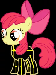 Size: 904x1208 | Tagged: apple bloom, artist:marco444, black background, clothes, cosplay, costume, crossover, derpibooru import, disney, safe, simple background, tron, tron legacy, uniform
