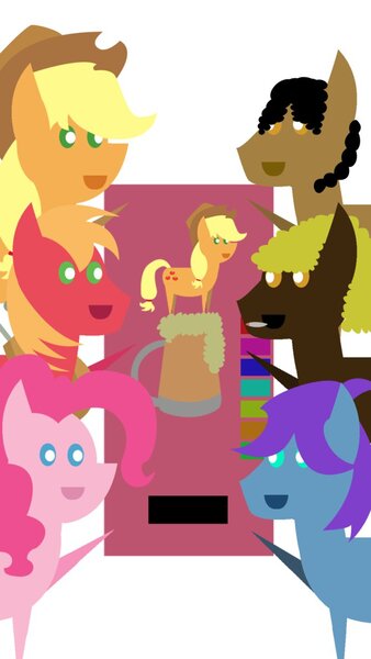 Size: 670x1191 | Tagged: safe, derpibooru import, applejack, big macintosh, rainbow dash, oc, oc:dr.cock, oc:mary jane, oc:skyler blue, earth pony, pony, apple cider, groupe, male, stallion, vending machine