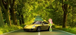 Size: 1620x740 | Tagged: safe, artist:nsdrift, derpibooru import, fluttershy, equestria girls, car, porsche, porsche 911, porsche 997