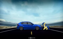 Size: 1920x1200 | Tagged: safe, artist:nsdrift, derpibooru import, oc, oc:milky way, unofficial characters only, pony, car, female, mare, subaru, subaru impreza