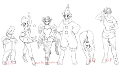 Size: 400x221 | Tagged: acrobat, anthro, artist:bunnycat, backbend, ballerina, circus, contortionist, derpibooru import, flexible, freakshow, juggling, junji ito, monochrome, multiple limbs, muscles, oc, oc:chaines, oc:olga, pegasus, ringleader, ringmaster, safe, sketch, snake, strength, unnamed oc, unofficial characters only, wip