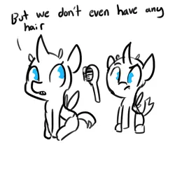 Size: 733x733 | Tagged: safe, artist:tjpones, derpibooru import, changeling, brush, monochrome