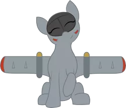 Size: 4992x4271 | Tagged: safe, artist:plone, derpibooru import, oc, oc:blitz, unofficial characters only, original species, plane pony, pony, a-10 thunderbolt ii, absurd resolution, cute, eyes closed, happy, plane, raised hoof, simple background, sitting, smiling, transparent background, vector