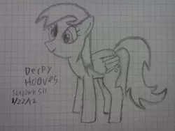 Size: 2048x1536 | Tagged: safe, artist:shadowh511, derpibooru import, derpy hooves, pegasus, pony, female, graph paper, mare, monochrome, pencil drawing, solo, traditional art