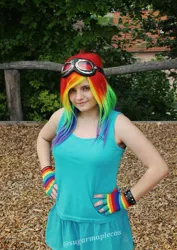 Size: 640x905 | Tagged: artist:sugarmaplecos, clothes, cosplay, derpibooru import, human, irl, irl human, photo, rainbow dash, safe