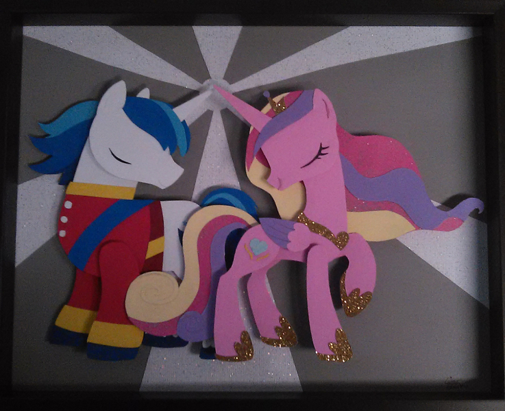 Size: 1035x843 | Tagged: a canterlot wedding, artist:shpooshadowboxes, commission, craft, derpibooru import, irl, photo, princess cadance, safe, shadowbox, shining armor