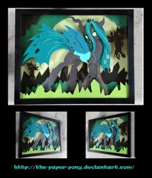 Size: 1061x1240 | Tagged: safe, artist:the-paper-pony, derpibooru import, queen chrysalis, changeling, craft, irl, photo, shadowbox