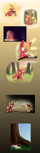 Size: 2000x7500 | Tagged: safe, artist:heir-of-rick, derpibooru import, applejack, big macintosh, earth pony, pony, daily apple pony, colt, comic, feels, filly, implied dead parents, impossibly large ears, male, mood whiplash, sad, stallion, test