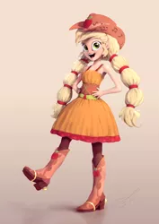 Size: 850x1200 | Tagged: safe, artist:assasinmonkey, derpibooru import, applejack, equestria girls, friendship through the ages, rainbow rocks, country applejack, sleeveless, solo