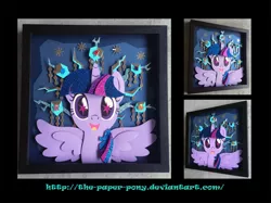 Size: 1280x958 | Tagged: safe, artist:catwhitney, artist:the-paper-pony, derpibooru import, applejack, fluttershy, pinkie pie, rainbow dash, rarity, tree of harmony, twilight sparkle, twilight sparkle (alicorn), alicorn, pony, princess twilight sparkle (episode), craft, cutie mark, female, irl, mane six, mare, photo, shadowbox