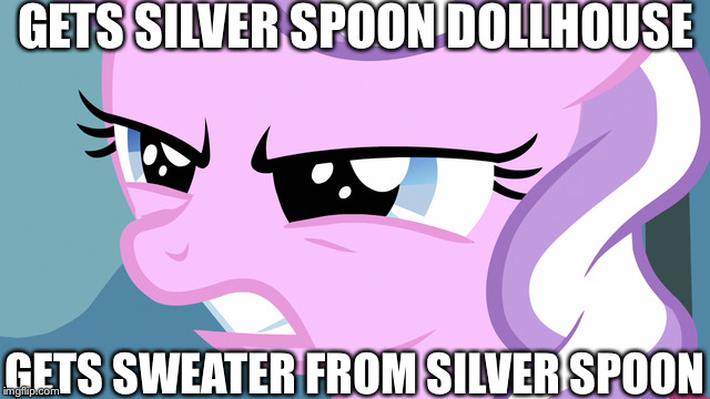 Size: 640x360 | Tagged: safe, derpibooru import, edit, edited screencap, screencap, diamond tiara, ponyville confidential, angry, image macro, meme, solo