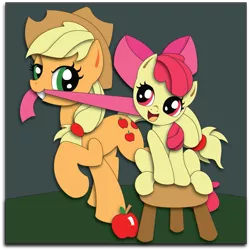 Size: 897x896 | Tagged: safe, artist:the-paper-pony, derpibooru import, apple bloom, applejack, commission, shadowbox