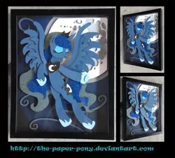 Size: 1280x1158 | Tagged: artist:the-paper-pony, commission, craft, derpibooru import, irl, moon, photo, princess luna, safe, shadowbox, solo