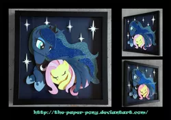 Size: 1280x900 | Tagged: artist:the-paper-pony, commission, craft, derpibooru import, female, fluttershy, irl, lesbian, lunashy, photo, princess luna, safe, shadowbox, shipping