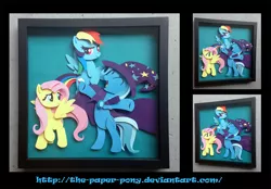 Size: 1280x891 | Tagged: safe, artist:the-paper-pony, derpibooru import, fluttershy, rainbow dash, trixie, pony, unicorn, commission, craft, female, irl, mare, photo, shadowbox