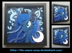 Size: 1280x947 | Tagged: artist:the-paper-pony, commission, craft, derpibooru import, gamer luna, irl, photo, princess luna, safe, shadowbox, solo
