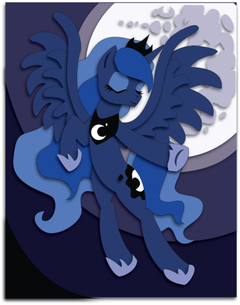 Size: 1713x2172 | Tagged: safe, artist:the-paper-pony, derpibooru import, princess luna, commission, moon, shadowbox, solo