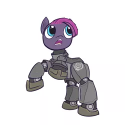 Size: 2048x2048 | Tagged: safe, artist:lemonschooner, derpibooru import, oc, unofficial characters only, earth pony, pony, fallout equestria, armor, open mouth, pointing, power armor, rearing, short hair, short mane, solo, steel ranger, steel rangers