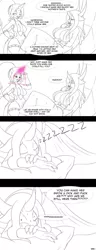 Size: 769x2000 | Tagged: anthro, anthro oc, artist:suirano, comic, curved horn, derpibooru import, dialogue, imminent incest, incest, magic, monochrome, oc, oc:amaranthine, oc:arcane shade, oc:fire eclipse, sleeping, speech bubble, suggestive, sweat, this will end in incest, unofficial characters only, vulgar, zzz