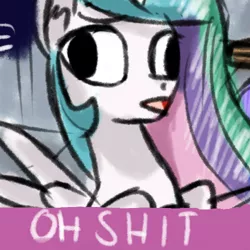 Size: 500x500 | Tagged: artist:talludde, derp, derpibooru import, meme, oh shit, open mouth, princess celestia, safe, solo, vulgar, why.jpg