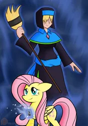 Size: 1400x2000 | Tagged: artist:xain-russell, broom, derpibooru import, deverra, fanfic art, fluttershy, persona, persona: the harmony arcana, safe, strength arcana, tarot card