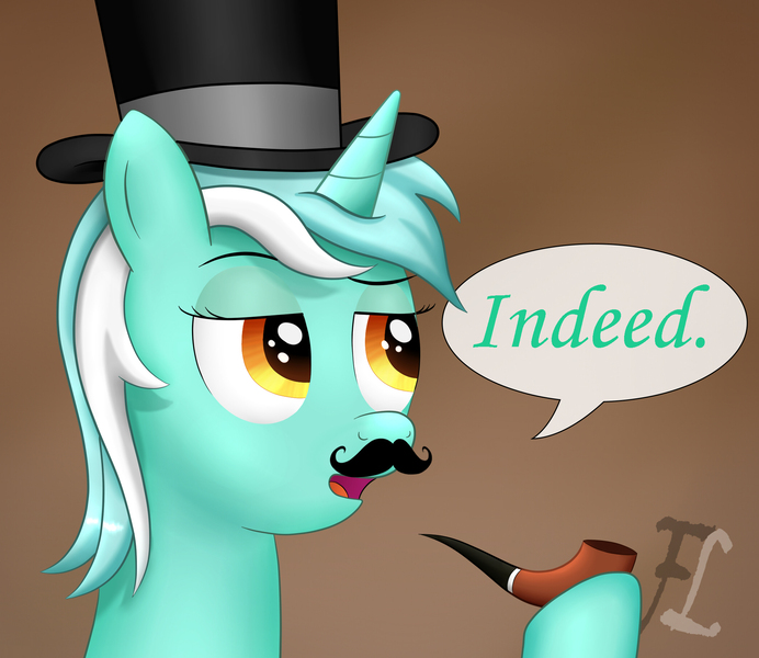 Size: 2100x1820 | Tagged: artist:flufflelord, derpibooru import, face, fancy, hat, lyra heartstrings, moustache, pipe, safe, sir, solo, top hat