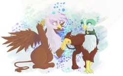 Size: 2419x1508 | Tagged: safe, artist:novaquinmat, derpibooru import, gilda, greta, gryphon, the lost treasure of griffonstone, arm behind head, clothes, duo, duo female, female, folded wings, image, looking at each other, png, scarf, sitting, spread wings, standing, wings