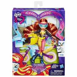 Size: 1500x1500 | Tagged: safe, derpibooru import, official, sunset shimmer, equestria girls, friendship games, doll, equestria girls logo, helmet, packaging, solo, sporty style