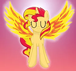 Size: 1266x1177 | Tagged: safe, artist:deannaphantom13, derpibooru import, sunset shimmer, pony, my past is not today, cute, eyes closed, fiery shimmer, fiery wings, frown, glow, shimmerbetes, solo, sunset phoenix, sunshine shimmer