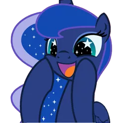 Size: 715x709 | Tagged: dead source, safe, artist:drawcreator, artist:evilfrenzy, derpibooru import, princess luna, alicorn, pony, :d, cute, female, lunabetes, mare, open mouth, reaction image, simple background, smiling, solo, squee, squishy cheeks, starry eyes, stars, transparent background, wingding eyes