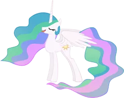 Size: 9440x7434 | Tagged: suggestive, artist:emu34b, derpibooru import, princess celestia, absurd resolution, drool, eyes closed, female, missing accessory, open mouth, show accurate, simple background, solo, solo female, spread wings, tongue out, transparent background, vector