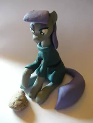 Size: 2121x2828 | Tagged: safe, artist:oliverthepanda, derpibooru import, boulder (pet), maud pie, earth pony, pony, clothes, craft, custom, dress, figurine, handmade, irl, photo, sculpture, sitting, solo