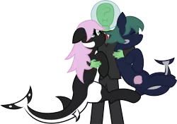 Size: 3546x2496 | Tagged: artist:plone, derpibooru import, hug, :i, /mlp/, oc, oc:anon, oc:swirl, oc:tidal, original species, safe, shark pony, unofficial characters only