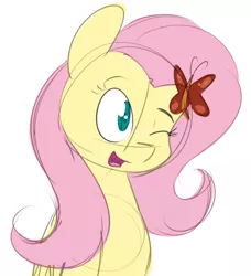 Size: 1105x1209 | Tagged: safe, artist:estrill, derpibooru import, fluttershy, butterfly, sketch, solo