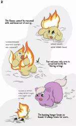 Size: 850x1397 | Tagged: artist:carpdime, a winter tale, burning, crying, derpibooru import, fire, fluffy pony, fluffy pony foal, fluffy pony grimdark, foal, grimdark, mother, snow, winter