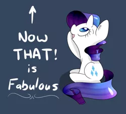 Size: 660x600 | Tagged: safe, artist:mister-true, derpibooru import, rarity, pony, unicorn, arrow, askfillyrarity, caption, captioned, captions, cute, fabulous, female, filly, filly rarity, juxtaposition bait, looking up, open mouth, pointing, reaction, reaction image, simple background, sitting, smiling, solo, younger