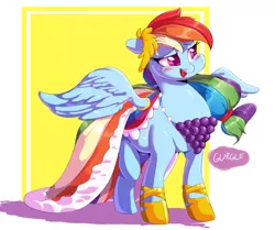 Size: 1000x836 | Tagged: artist:sirmasterdufel, blushing, chubby, clothes, derpibooru import, dress, gala dress, rainbow dash, safe, solo, stomach noise