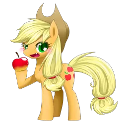 Size: 1000x1000 | Tagged: apple, applejack, artist:hashioaryut, derpibooru import, fangs, safe, solo