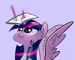 Size: 1280x1024 | Tagged: safe, alternate version, derpibooru import, princess celestia, twilight sparkle, twilight sparkle (alicorn), alicorn, pony, derpin daily, blushing, concentrating, cute, drawing, female, horn impalement, looking up, magic, mare, paper, pencil, simple background, smiling, solo, spread wings, telekinesis, twiabetes, underpable is trying to murder us