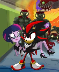 Size: 1134x1398 | Tagged: safe, artist:urhangrzerg, derpibooru import, twilight sparkle, equestria girls, crack shipping, crossover, crossover shipping, female, male, shadow the hedgehog, shadtwi, shipping, sonic the hedgehog (series), straight