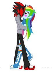 Size: 760x1052 | Tagged: safe, artist:ferrokiva, derpibooru import, rainbow dash, equestria girls, crossover, crossover shipping, equestria girls-ified, female, male, shadow the hedgehog, shipping, sonic the hedgehog (series), straight