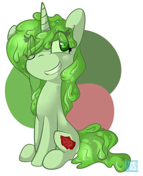 Size: 1280x1570 | Tagged: artist:nekosnicker, derpibooru import, goo pony, oc, oc:minty slime, original species, safe, smiling, solo, unofficial characters only