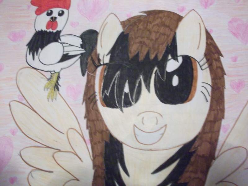 Size: 4000x3000 | Tagged: safe, artist:tiffanykip, derpibooru import, oc, unofficial characters only, chicken, irl, photo, ponysona, traditional art