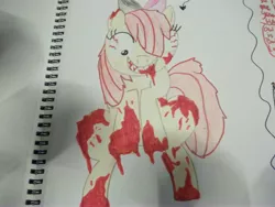 Size: 4000x3000 | Tagged: grimdark, artist:tiffanykip, derpibooru import, apple bloom, blood, photo, solo, traditional art