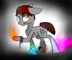 Size: 1024x853 | Tagged: safe, artist:shira13, derpibooru import, ponified, beanie, chains, delsin rowe, hat, infamous, infamous second son, male, neon, smoke, solo, spray can, video game